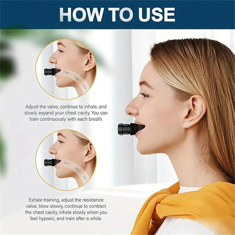 Breathing Exercise Device, Adjustable Respiratory Resistant, Portable Lung Capacity Abdominal Breathing Trainer Sports Accessories, Fitness Equipment
