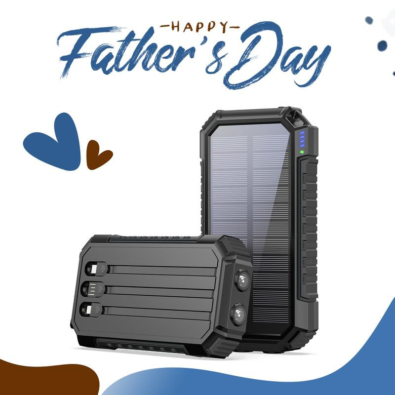 27000Mah Solar Power Bank, Solar Charger Built in 3 Cables 5 Outputs Fast Charging Power Bank with Dual Flashlights, Solar Portable Charger for All Mobile Devices