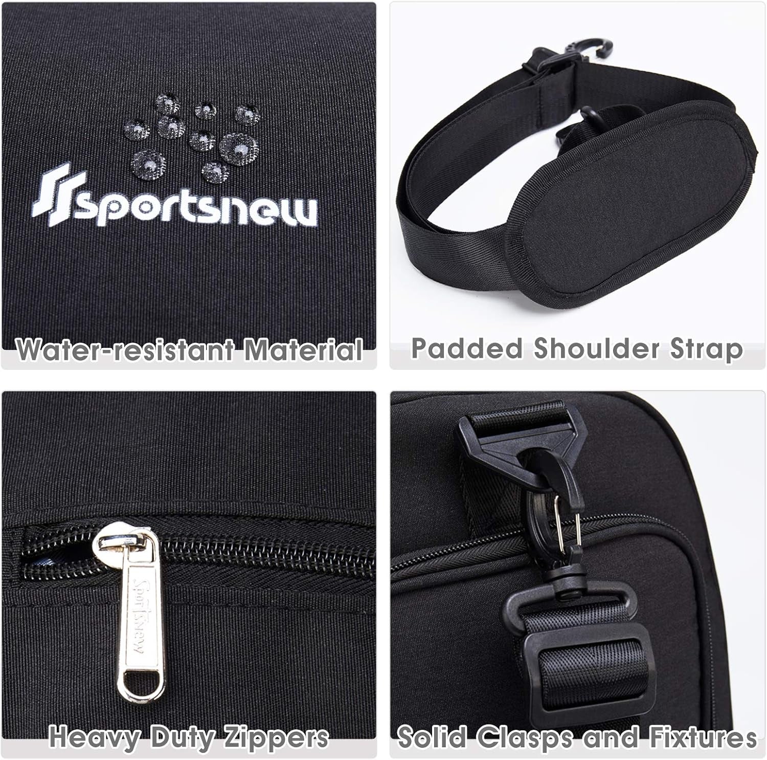 Sports Gym Bag with Wet Pocket & Shoe Compartment Fitness Workout Bag for Men and Women, Black